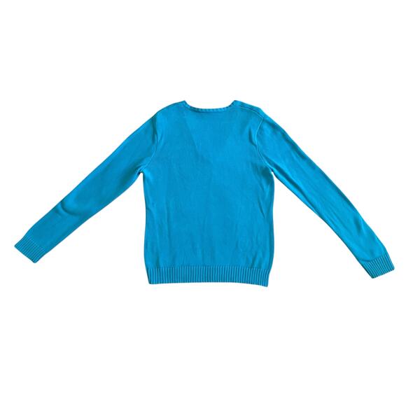 VTG Ralph Lauren Turquoise Crescent Sweater V-Neck Long Sleeve Pullover Size XL - Picture 6 of 16